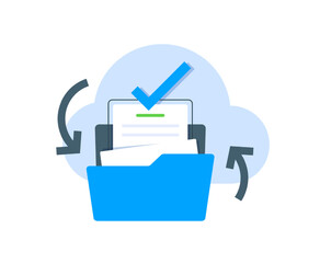 Auto backup file to cloud storage concept,flat design icon vector illustration