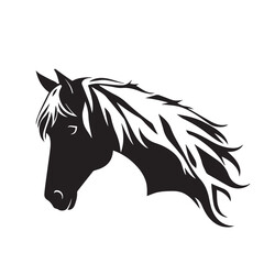 Horse head silhouette on white background. Horse head icon. Horse head silhouette. Stylized Horse logo.	