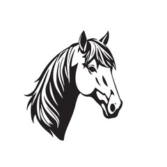 Horse head silhouette on white background. Horse head icon. Horse head silhouette. Stylized Horse logo.	
