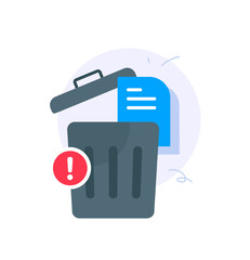Garbage icon, Tools and utensils icon with exclamation mark. Garbage icon and alert, error, alarm