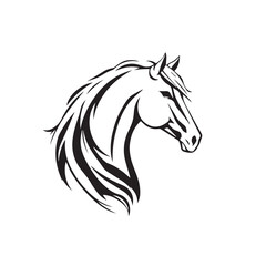 Horse head silhouette on white background. Horse head icon. Horse head silhouette. Stylized Horse logo.	