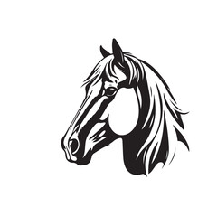 Horse head silhouette on white background. Horse head icon. Horse head silhouette. Stylized Horse logo.	
