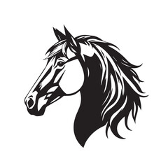 Horse head silhouette on white background. Horse head icon. Horse head silhouette. Stylized Horse logo.	