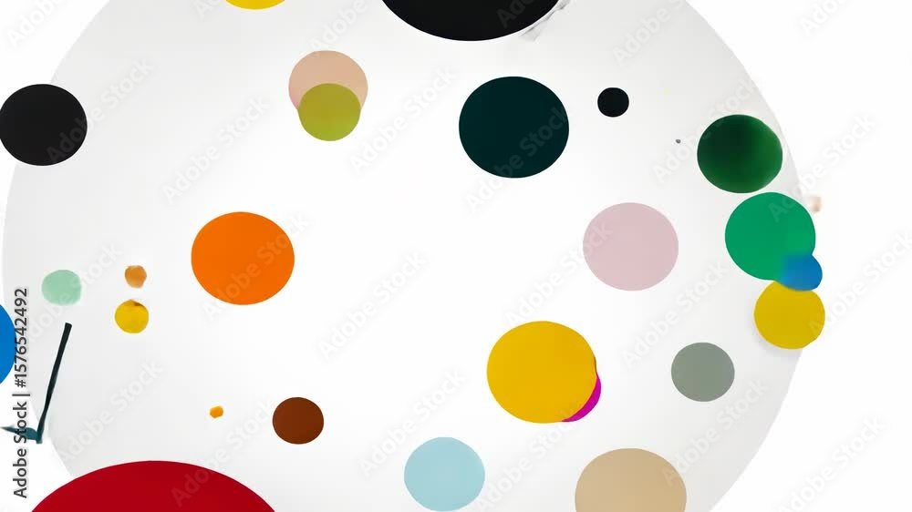 Poster colorful geometric abstract composition with circles and dots