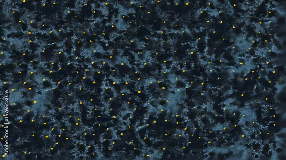 Poster colorful abstract pattern with golden dots on a dark background