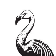 Flamingo Silhouette. Elegant Flamingo Illustration in Black and White Silhouette Style. 