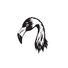 Flamingo Silhouette. Elegant Flamingo Illustration in Black and White Silhouette Style. 