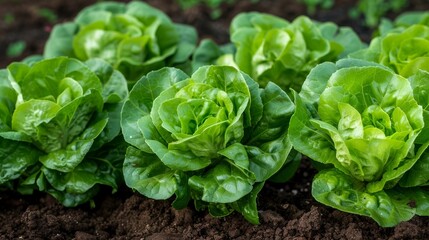 Lush Green Romain Lettuce Grows Abundantly in a Sunlit Greenhouse, Fresh and Ready for Harvesting