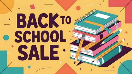 Back to school sale poster flyer template design with text layout and education icons, shopping for school, school opening, banner, poster, created with generative ai