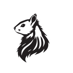 Squirrel's head silhouette. Black and White Squirrel Illustration. Squirrel Head Logo Design. 