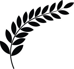 Elegant black laurel wreath graphic design element.