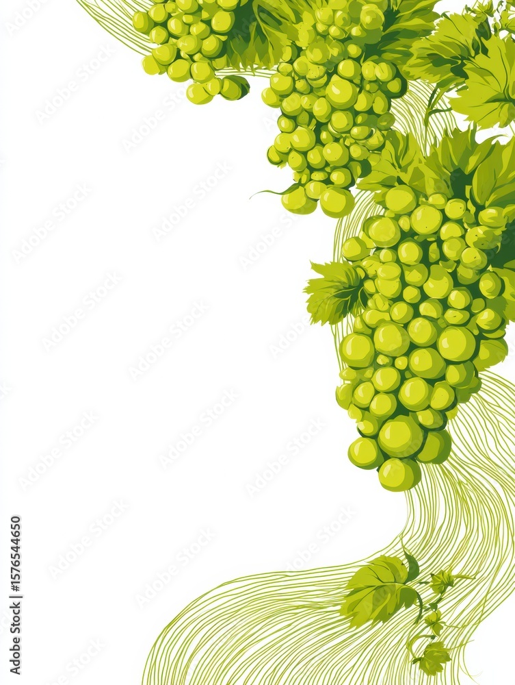Poster abstract design featuring bunches of grapes creating an organic wave effect with an untouched right 