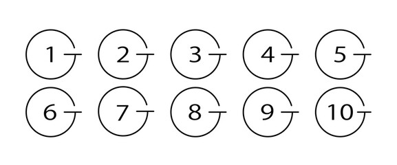 黒い丸数字アイコンセット/Black Circle Number Icon Set