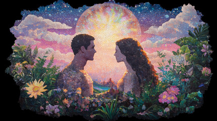 Adam and eve in the garden of eden