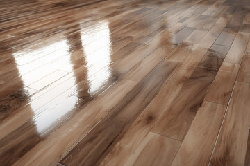 Polished Wood Floor with Studio Reflections