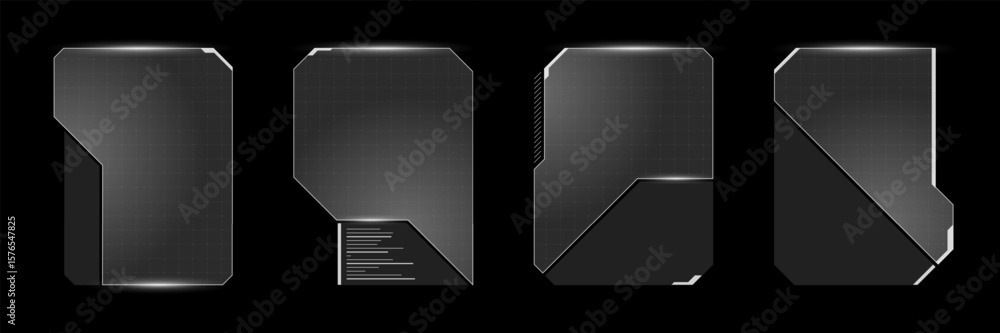 Aufkleber digital streamer hud interface with bold ui frame, cyberpunk graphics and floating text buttons. vir