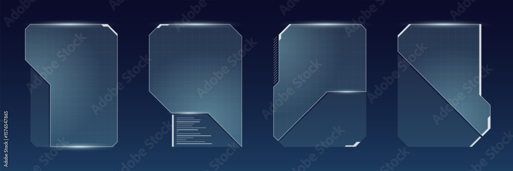 Poster high tech blue hud screen for online streamers. futuristic layout with glowing panel frames, digital