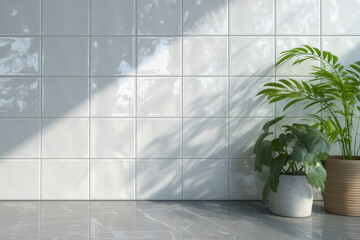 Glossy White Ceramic Tile Wall with Natural Reflections