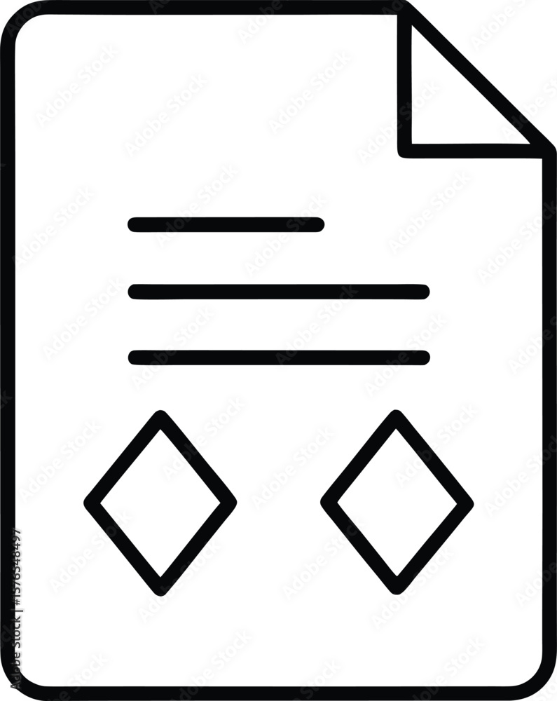 Poster Simple line icon of a document with angle brackets isolated on transparent background