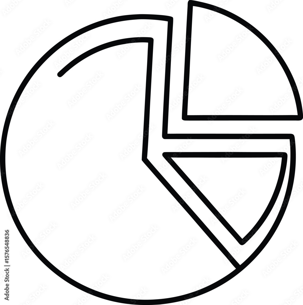 Poster outline icon of a pie chart or analytics graph isolated on transparent background