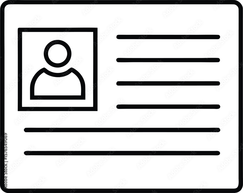 Fototapete line icon of a document with user photo and text isolated on transparent background