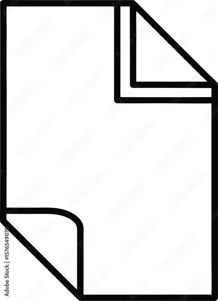 Aufkleber simple line art icon of a document with a bent corner isolated on transparent background