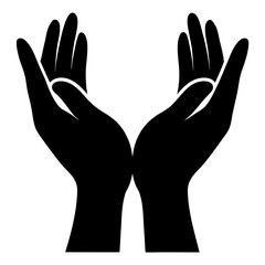 Obraz premium Two open black silhouette hands cupped together