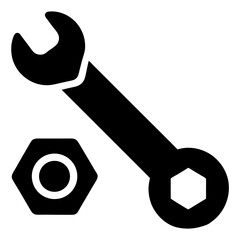 Wrench tool hardware equipment repair mechanic silhouette vector illustration