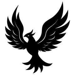 Fototapeta premium Silhouette of a majestic phoenix with wings spread wide