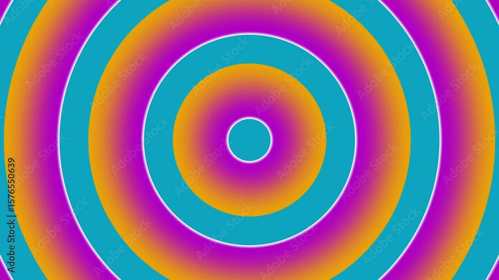 Wall mural colorful concentric gradient ring background loop