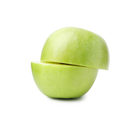 Stack of apple slices isolated on white