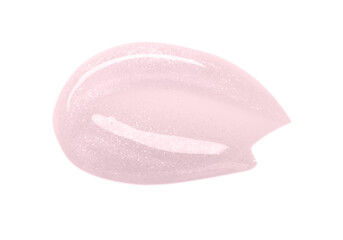 Pink lip gloss isolated on white, top view