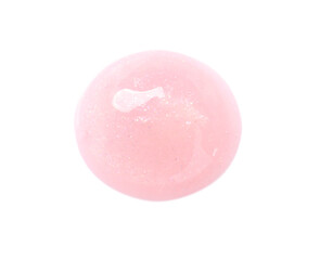 Pink lip gloss isolated on white, top view