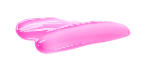 Bright pink lip gloss isolated on white, above view