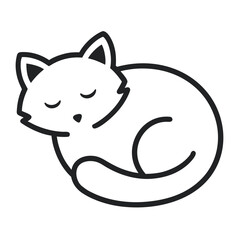 Sleeping Kitten Outline – Hand-Drawn Style