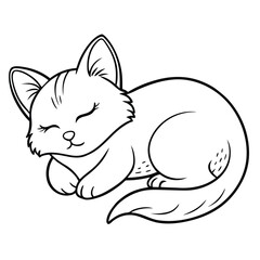Sleeping cat Outline – Hand-Drawn Style

