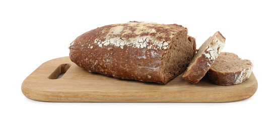 Cut fresh rye bread isolated on white