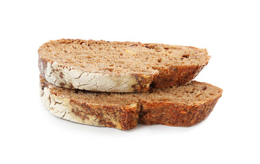 Slices of rye bread isolated on white