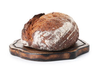Loaf of fresh bread isolated on white