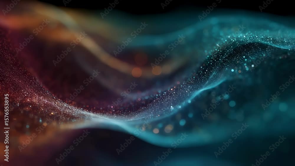 Poster innovative tech landscape an abstract backdrop filled with vibrant moving dots and flowing lines ill