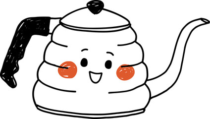 Cute Coffee Kettle Hand Drawn Doodle
