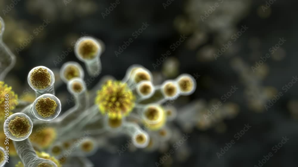 Poster dramatic macro shot of bacteria in motion showcasing intricate details and structures through the le