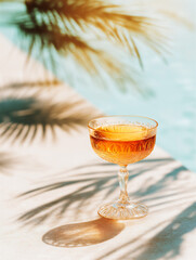  Aperol Spritz on Poolside Table with Palm Shadows