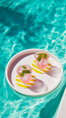 Floating White Tray With Grapefruit Drinks