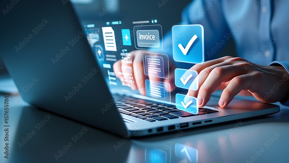 Poster digital invoice management: streamlining business processes for efficiency, workflow automation: ens