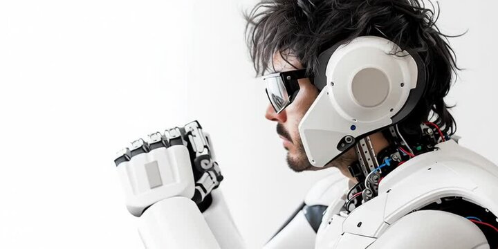 A man with cybernetic enhancements for technology augmenting humans