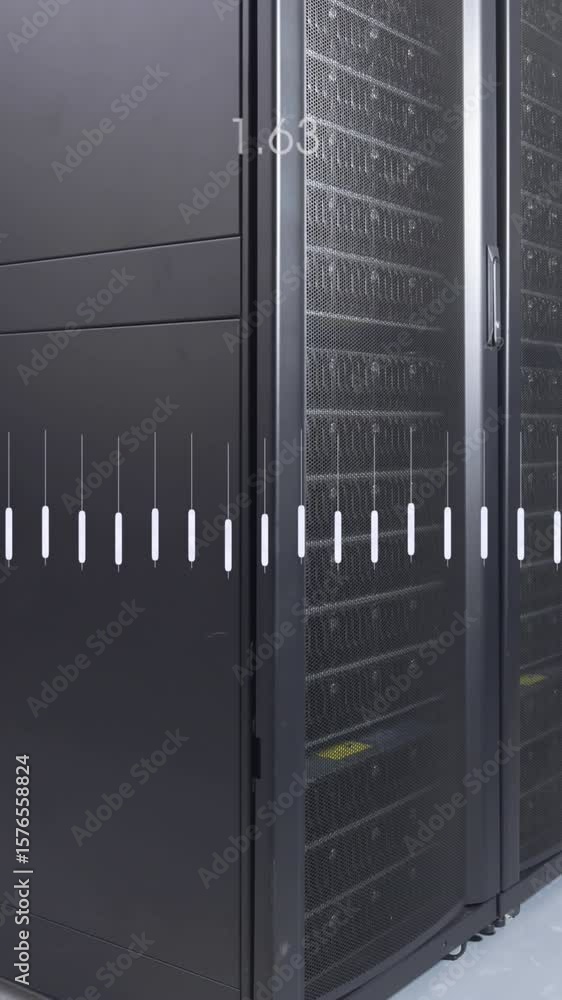Poster animation of financial data processing over computer servers