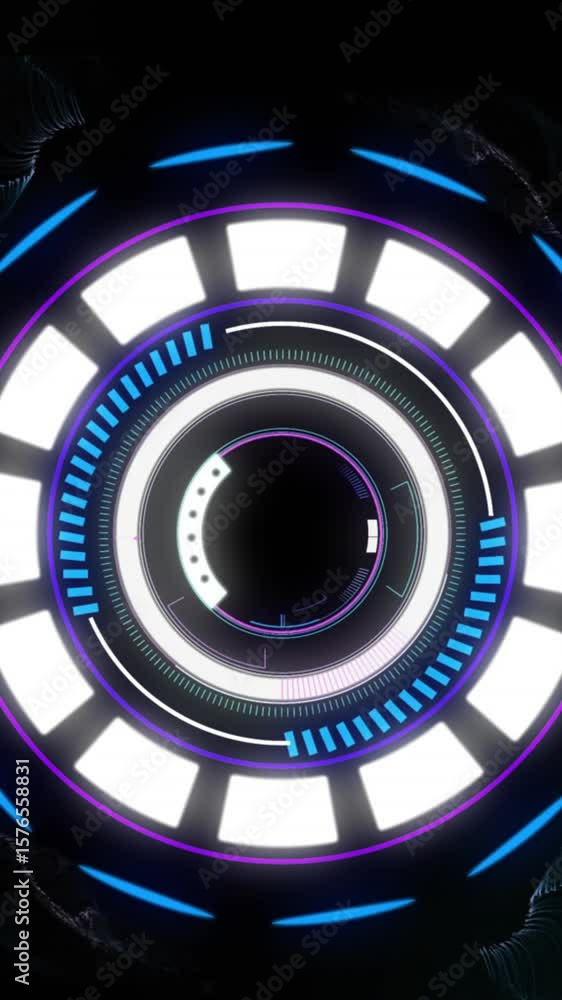 Poster animation of scope scanning and data processing over black background