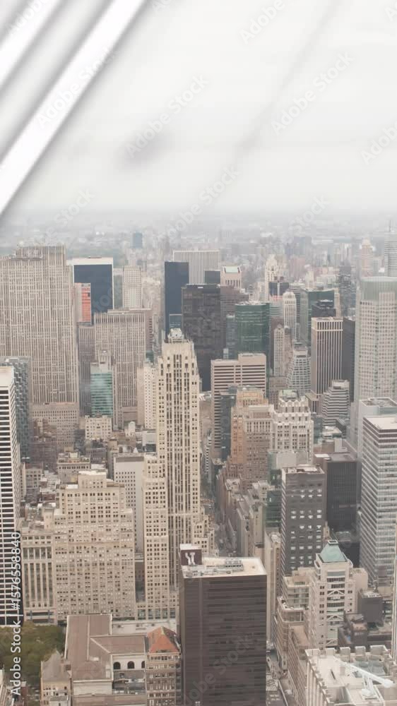 Poster animation of statistical data processing against aerial view of cityscape