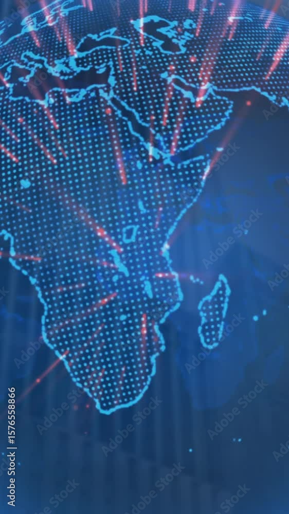 Aufkleber animation of financial data processing, globe and world map over modern office building